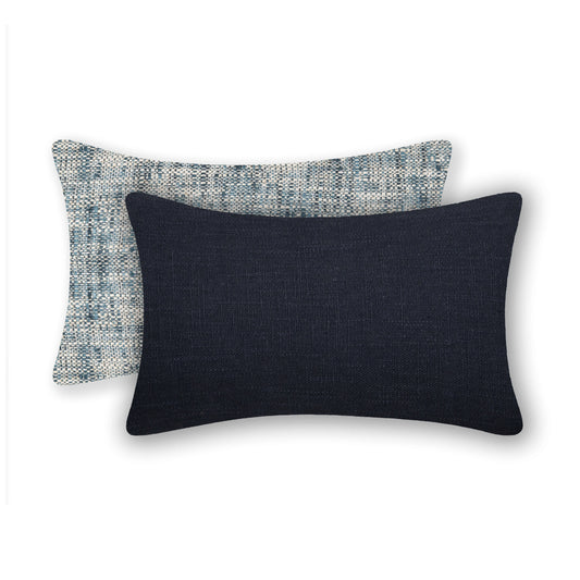 Interplay Indigo Solid Textured Lumbar Cushion 12x22