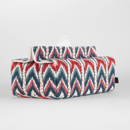 Chevronia Chenille Emb Tissue Box Cover 9*4