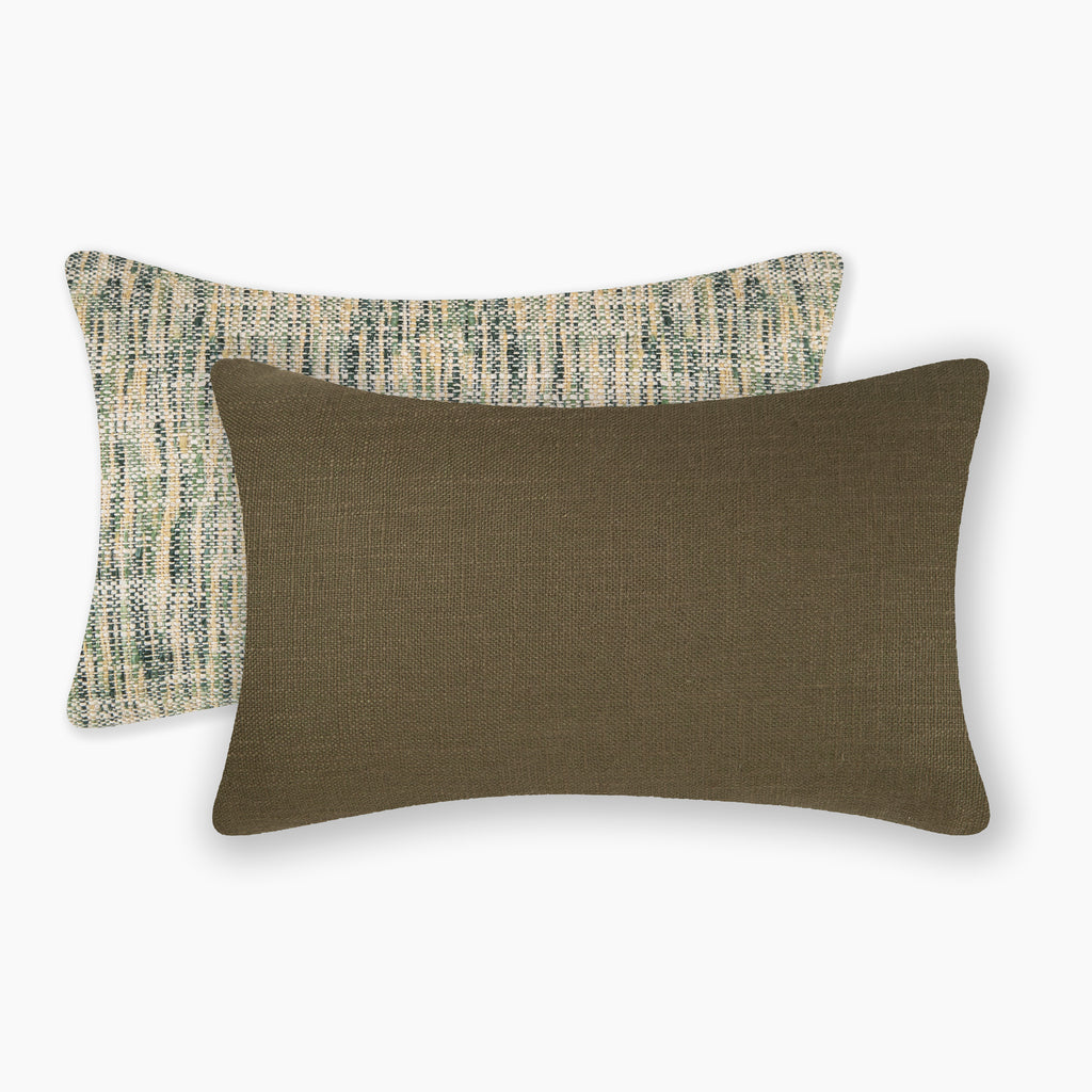Interplay Olive Solid Textured Lumbar Cushion 12" x 22"
