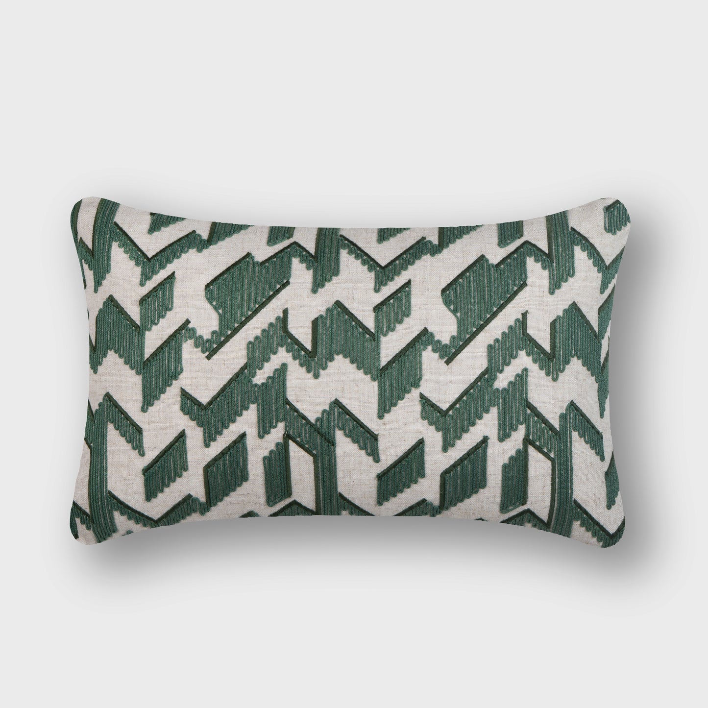 Honey Comb Cord Emb Lumbar Cushion - Emerald Green
