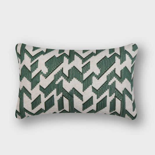 Honey Comb Cord Emb Lumbar Cushion - Emerald Green