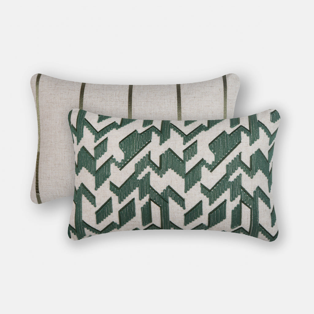 Honey Comb Cord Emb Lumbar Cushion - Emerald Green