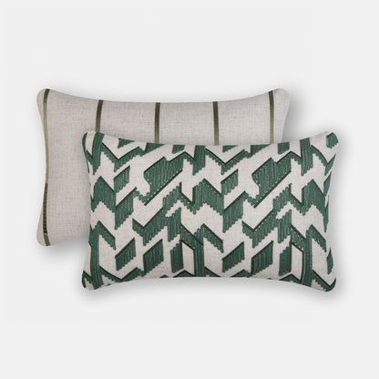 Honey Comb Cord Emb Lumbar Cushion - Emerald Green