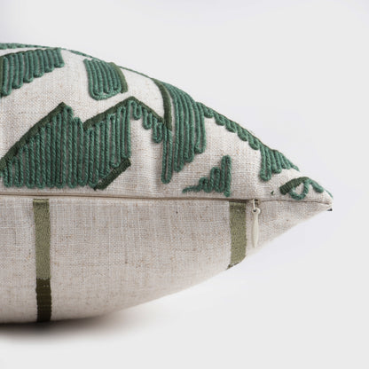Honey Comb Cord Emb Lumbar Cushion - Emerald Green