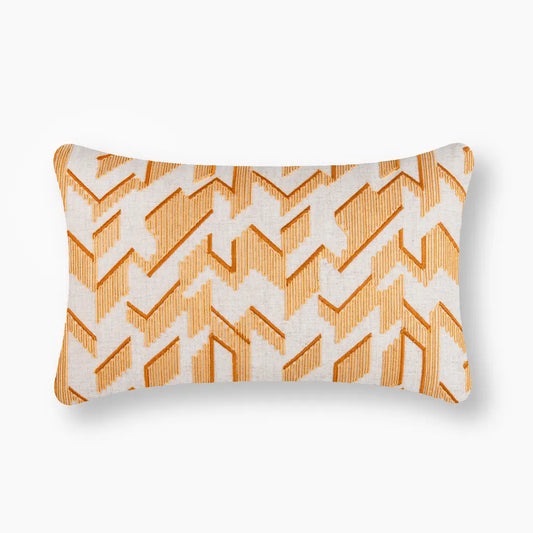 Honey Comb Cord Emb Lumbar Cushion - Yellow