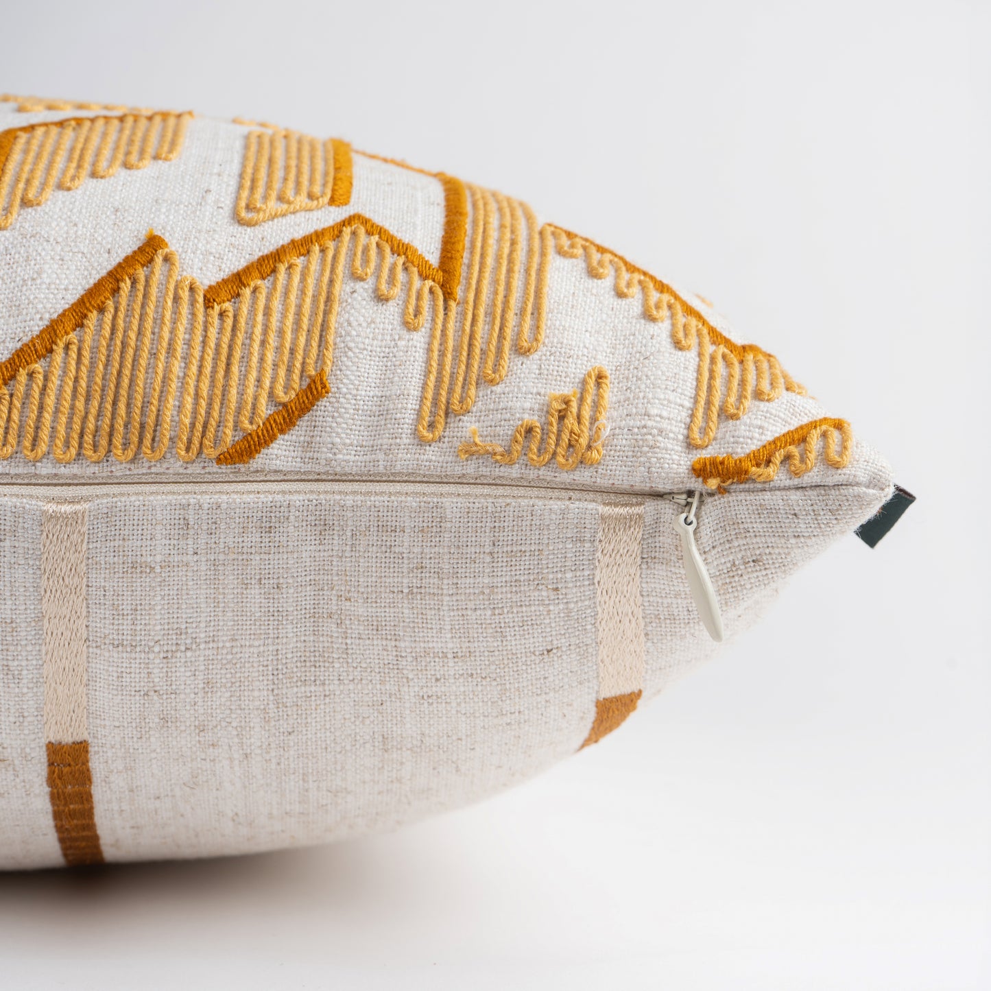 Honey Comb Cord Emb Lumbar Cushion - Yellow