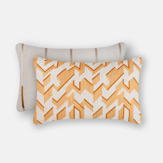 Honey Comb Cord Emb Lumbar Cushion - Yellow