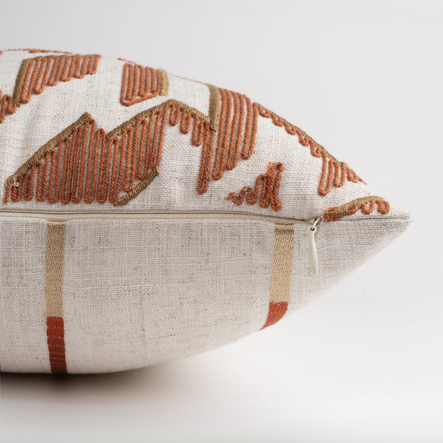 Honey Comb Cord Emb Lumbar Cushion - Rust