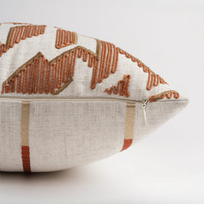 Honey Comb Cord Emb Lumbar Cushion - Rust