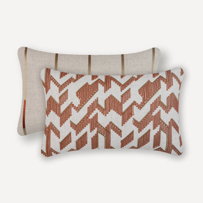 Honey Comb Cord Emb Lumbar Cushion - Rust