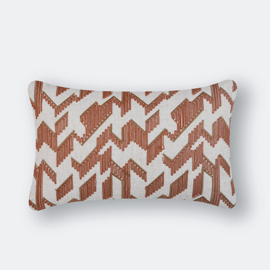 Honey Comb Cord Emb Lumbar Cushion - Rust