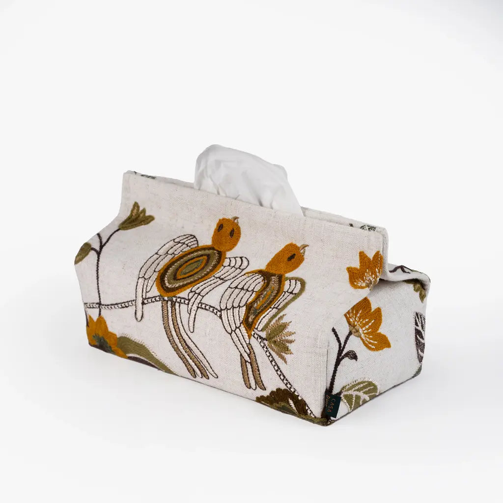 Gilded Pair Chenille Emb Tissue Box