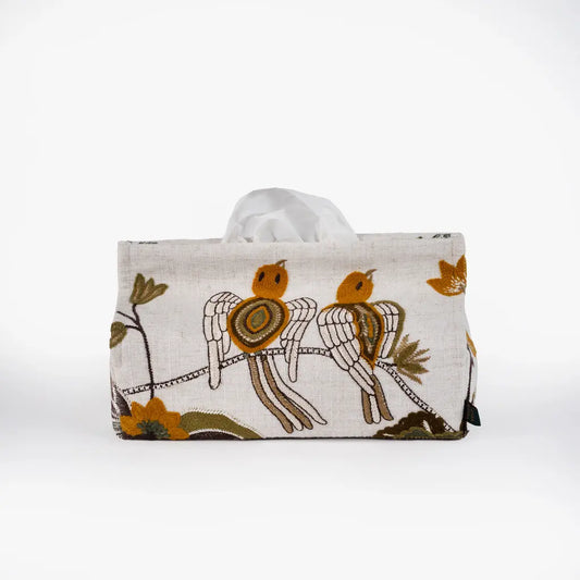 Gilded Pair Chenille Emb Tissue Box