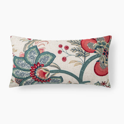 Crimson Bloom Floral Loop Emb Cushion