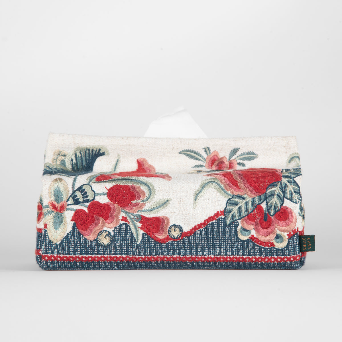 Scarlet Flora Embroidered Tissue Box 9*4