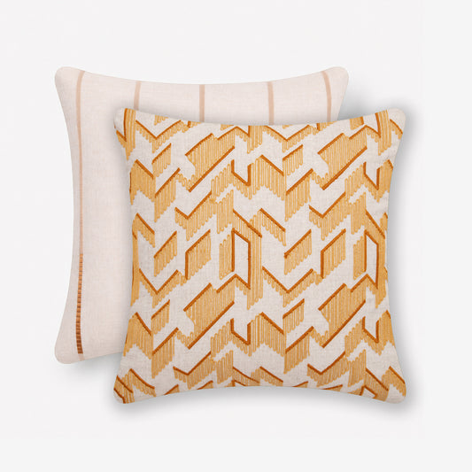 Honey Comb Cord Emb Cushion - Yellow