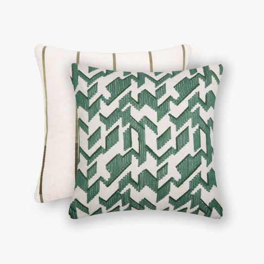 Honey Comb Cord Emb Cushion - Emerald Green