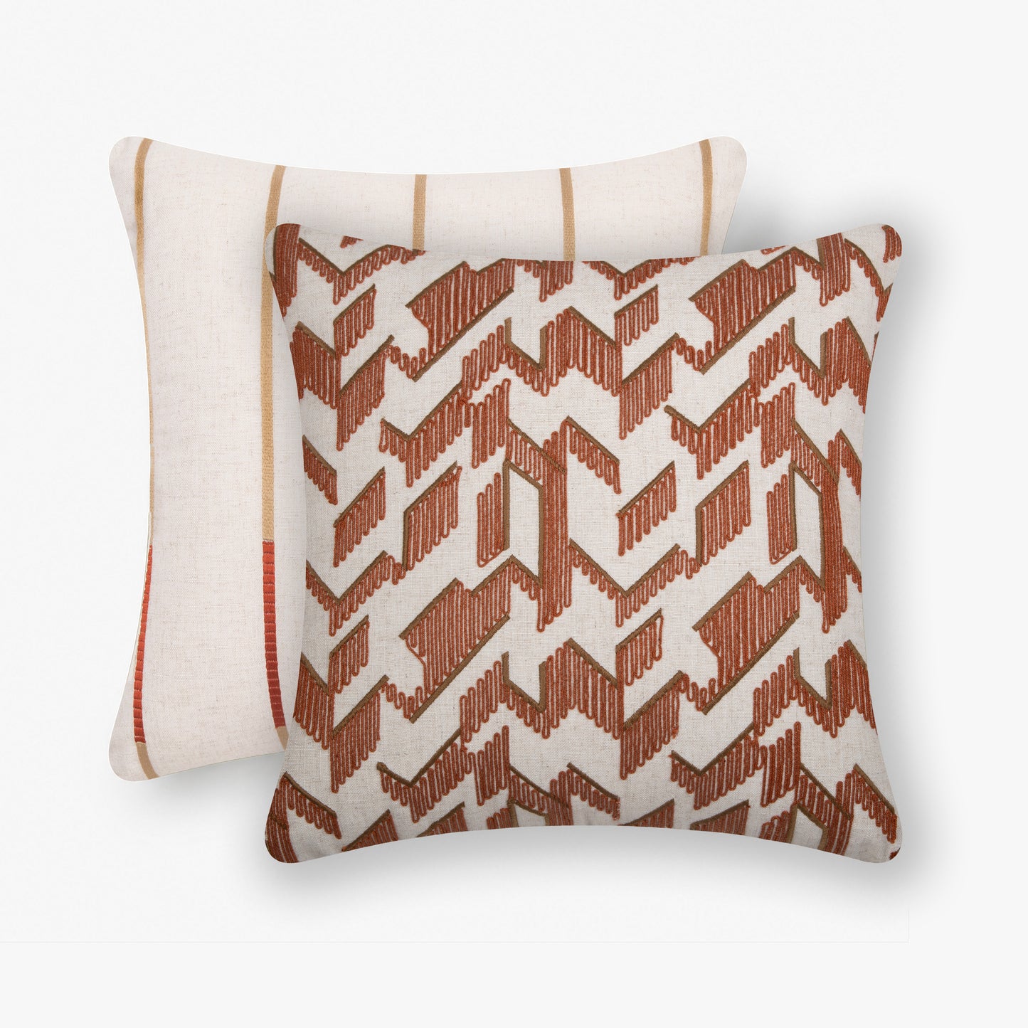 Honey Comb Cord Emb Cushion - Rust