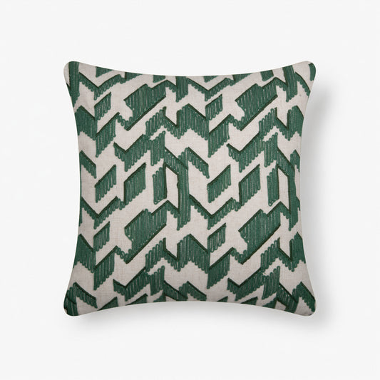 Honey Comb Cord Emb Cushion - Emerald Green