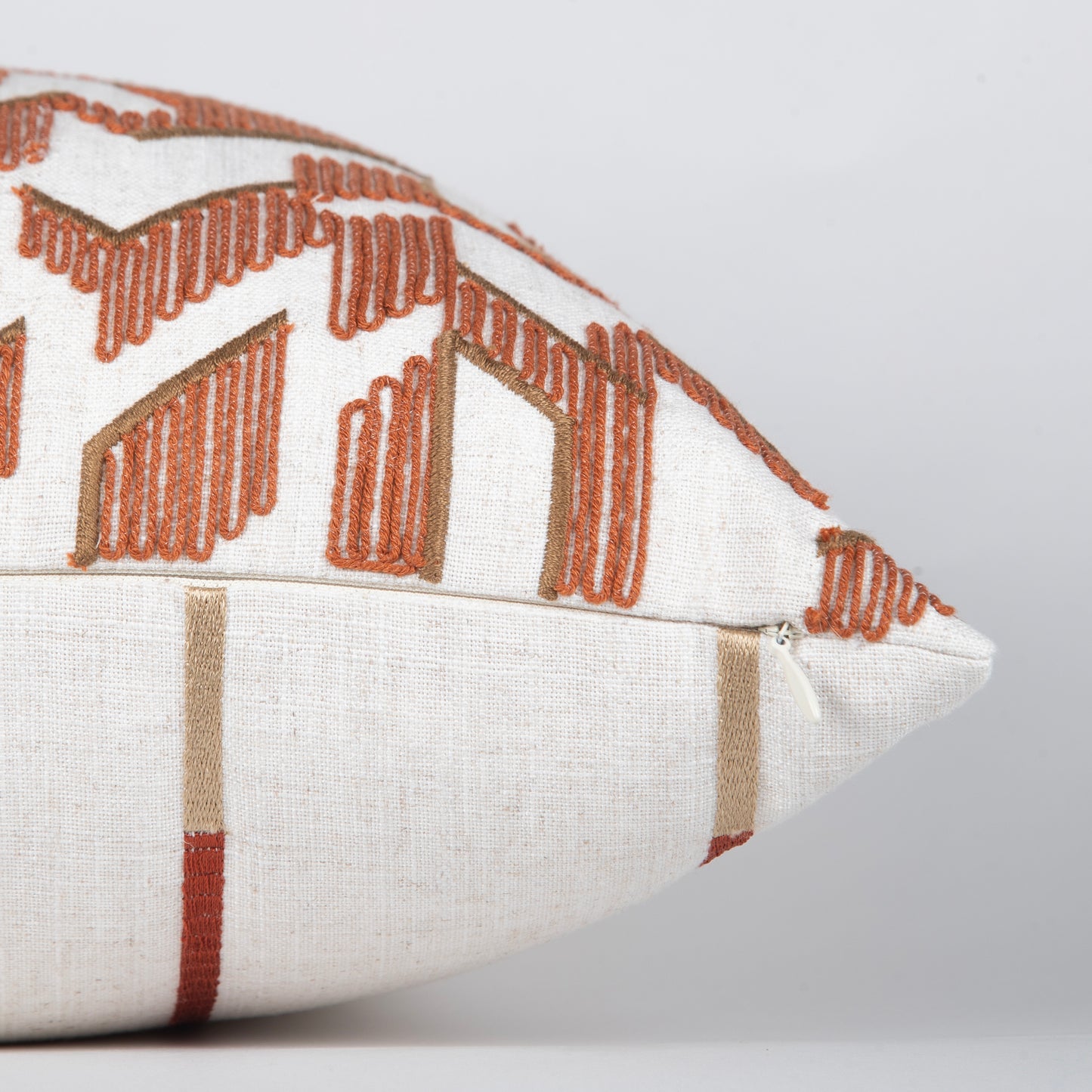 Honey Comb Cord Emb Cushion - Rust