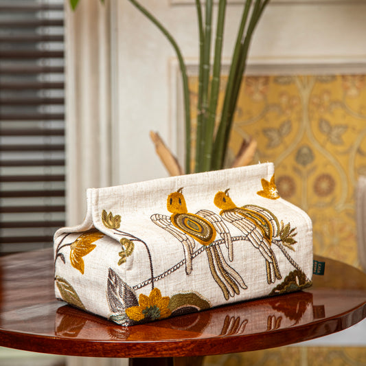 Gilded Pair Chenille Emb Tissue Box