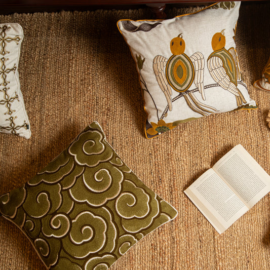 Gilded Pair- Chenille Emb Cushion