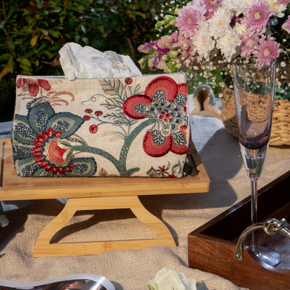 Crimson Chenille Emb Tissue Box Cover 9*4