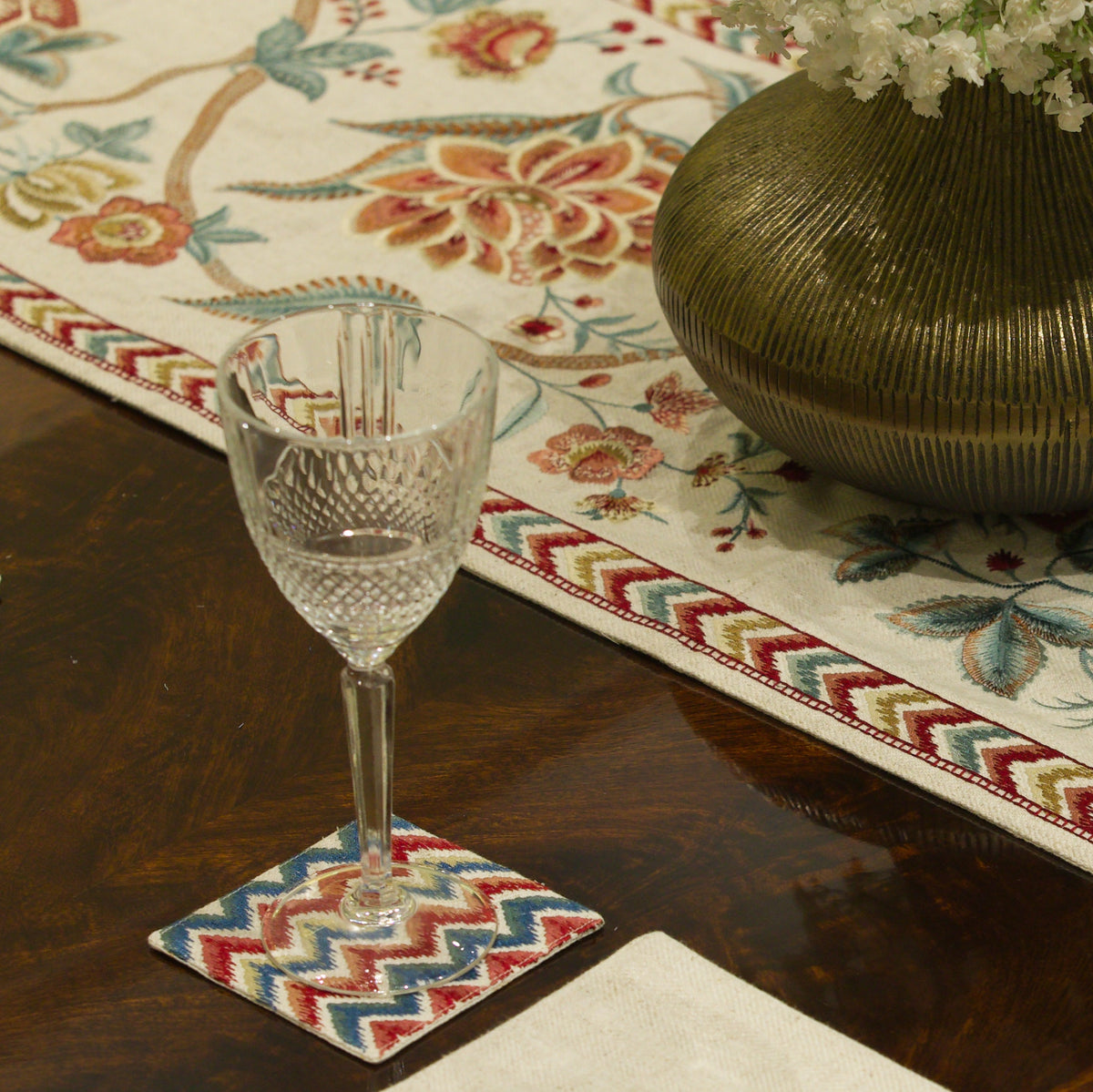 Chevronia Embroidered Coaster 4*4
