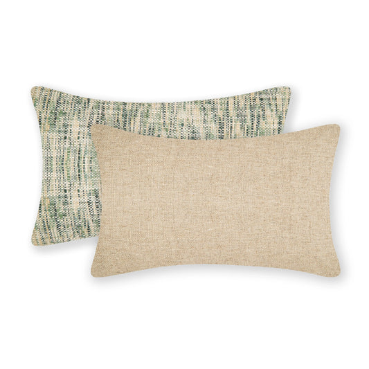 Interplay Beige Solid Textured Cushion 12" x 22" Lumbar Cushions Casa Dvipa