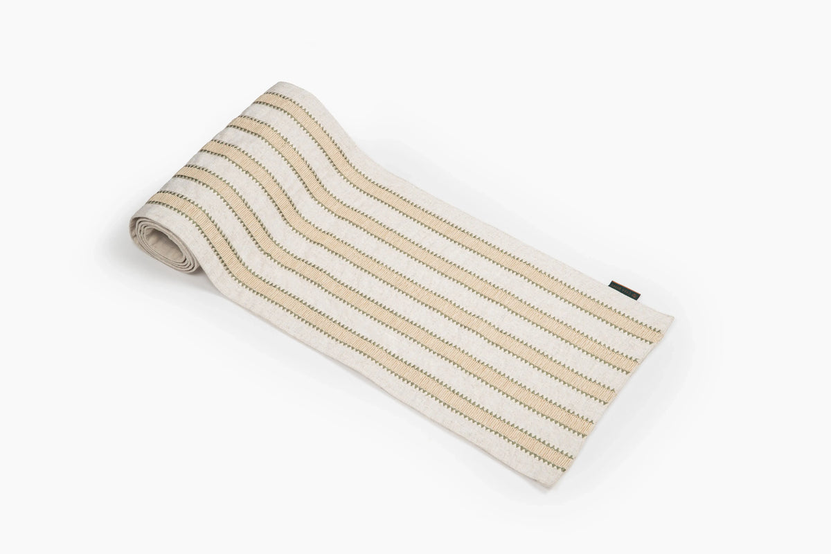 Ivory Littoral Cord Emb Runner Table Runner Casa Dvipa