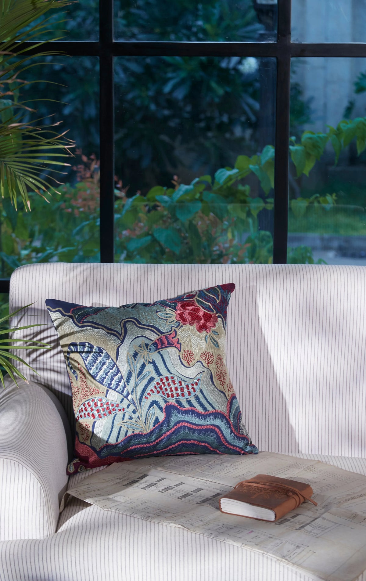 Cartia Floral Aari Emb Cushion