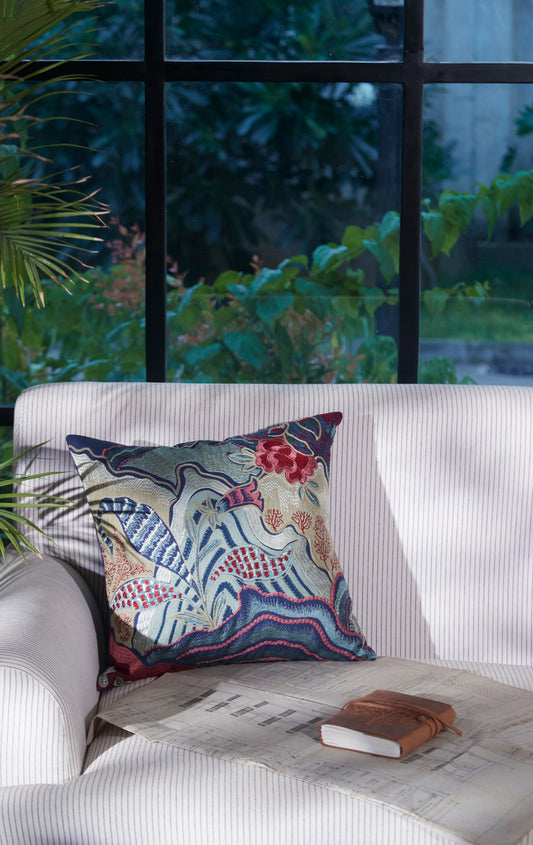 Cartia Floral Aari Emb Cushion